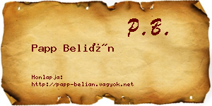 Papp Belián névjegykártya